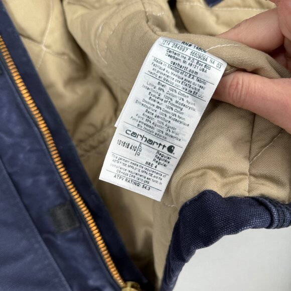 Carhartt Flame Resistant Duck Traditional Coat Size L Navy Quilt Lined 3 Warmest - Picture 12 of 16